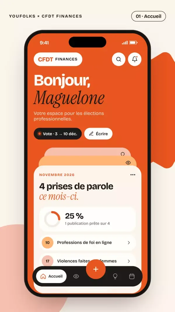 Écran Accueil de l'app YouFolks