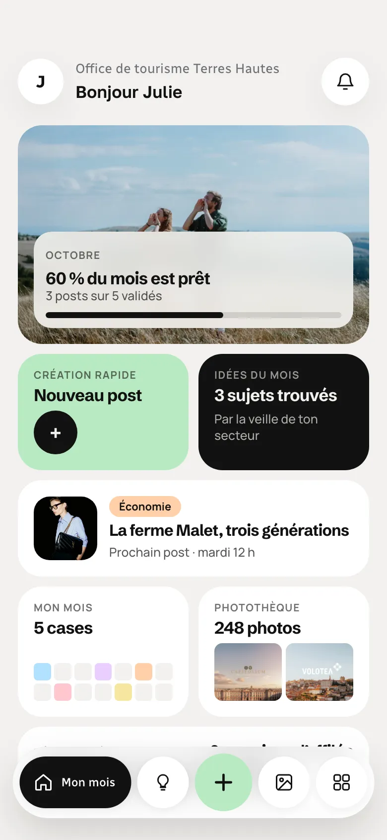 Écran « Accueil » de l’app YouFolks