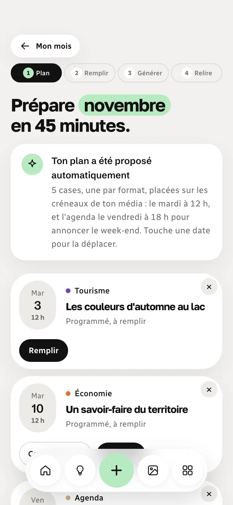 Écran « Mon mois » de l’app YouFolks